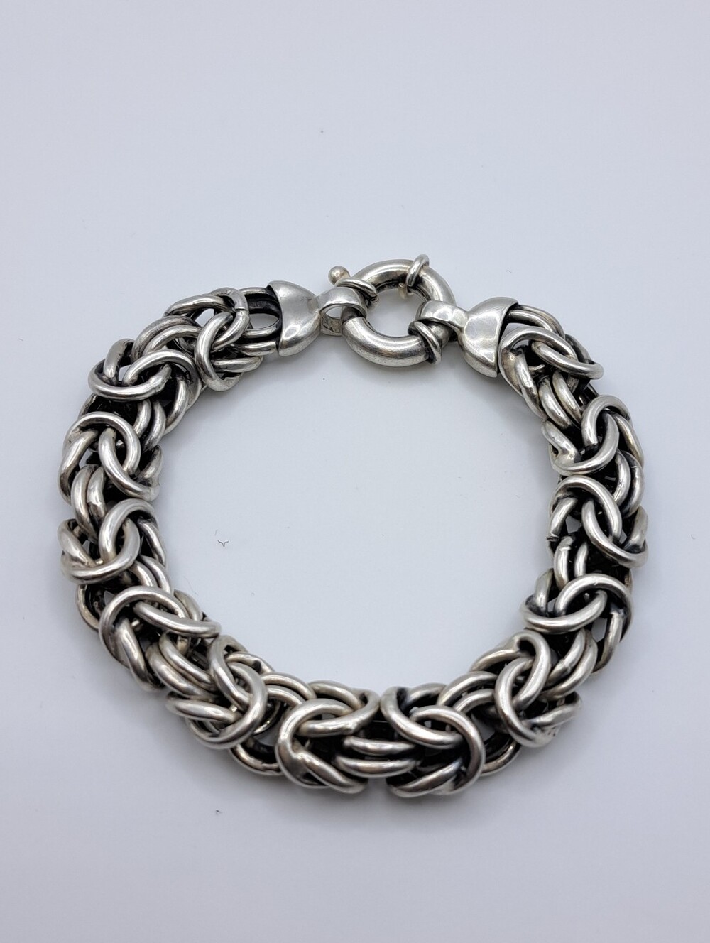Italian Sterling Silver Chunky Byzantine Bracelet 6 1/4"